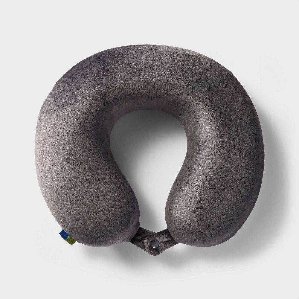 Open Story Memory Foam Travel Neck Pillow Gray Airplane Comfort New